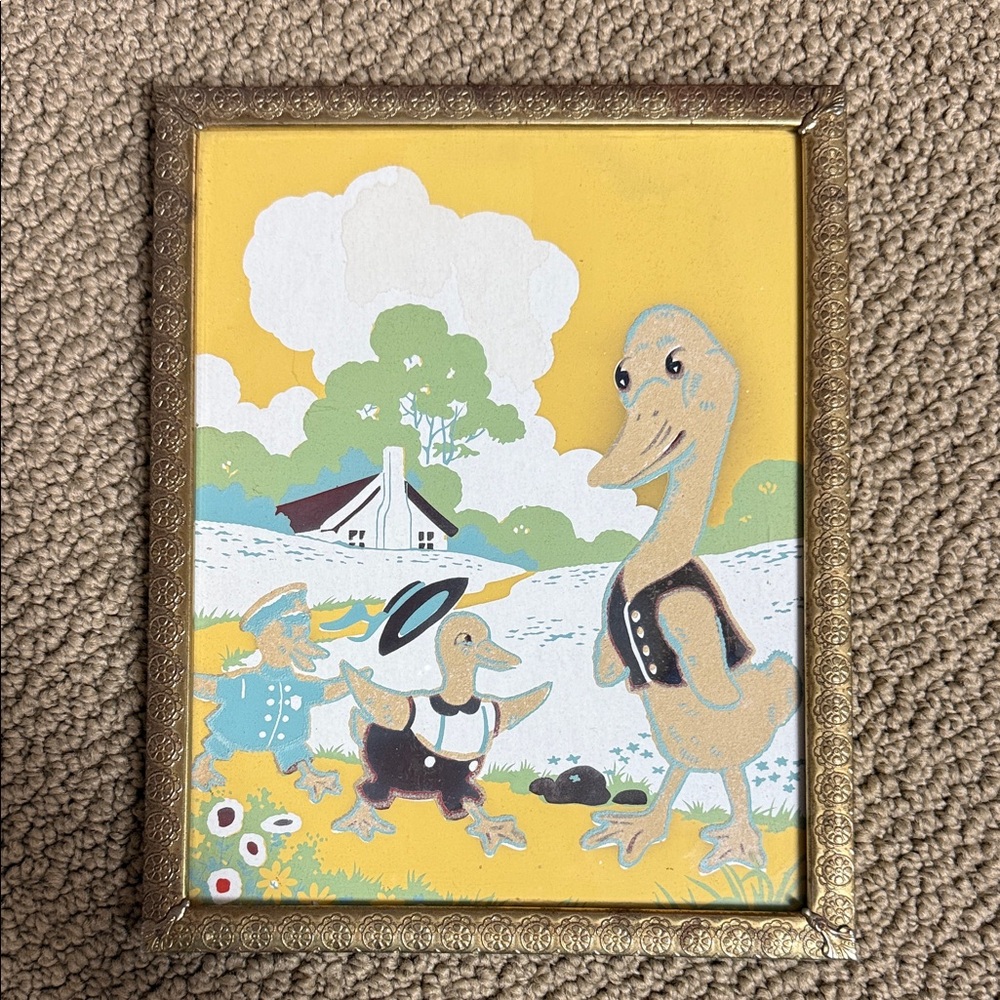 Vintage Duck Family Framed Art